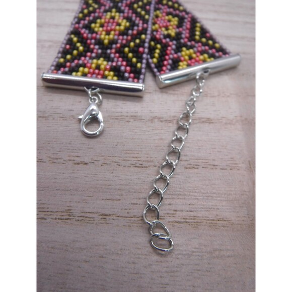 Loom Beaded Bracelet Black, Yellow, & Pink - Picture 4 of 4